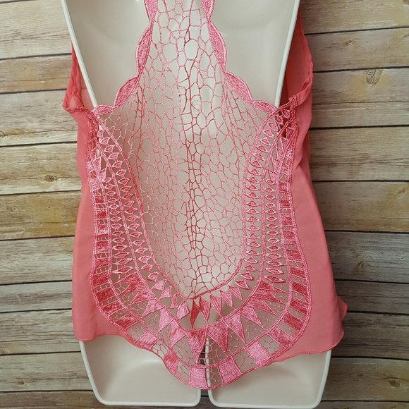 ⚠️ LAST CHANCE ⚠️ Hi-lo Lace design pink sheer top - Picture 5 of 8